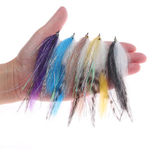2pcs/5pcs Saltwater Streamer Flies Flash Tinsel EP Silky Fibers Baitfish Salmon Bass Pike Trout Fishing Artificial Lure Baits