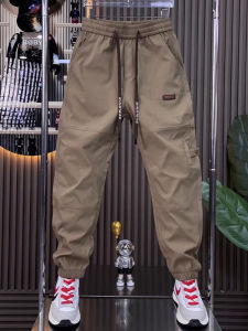 Mens Summer Casual Pants 2025 New Style Outdoor Leisure Trousers Loose Solid Color Cuffed Trendy Comfortable Quick Dry