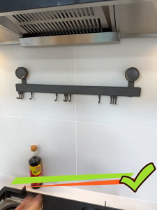 Aluminium No Drill Suction Cup Towel & Spoon Rack with Sliding Hooks – Kitchen Bathroom Wall Storage Organizer Rail