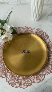 Piring Makan Sultan / Piring Makan Gold / Piring Dekorasi Stainless Steel European Gold/Special Gift Akhir Tahun dan Natal AVELINE