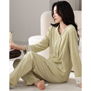 Womens Coral Fleece Sleepwear Long Sleeve V-Neck Thickened Home Clothes Green Island Velvet Winter Warm Fashionable Loungewear