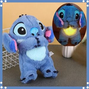 Disney Lilo&Stitch Plush Doll With Breath Child Peluche Soothes Toy Anime Baby Music Light Sleep Toys Pink Stitch Gift