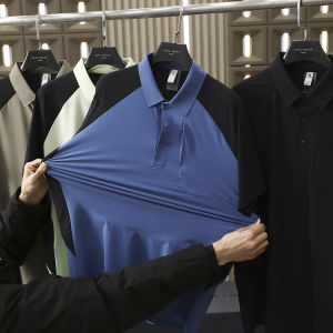 Ultra-Cool Ice Silk Fabric Mens Short Sleeve Polo Shirt T-Shirt Seamless Laser Cutting Standard Fit Modern Style Summer Wear