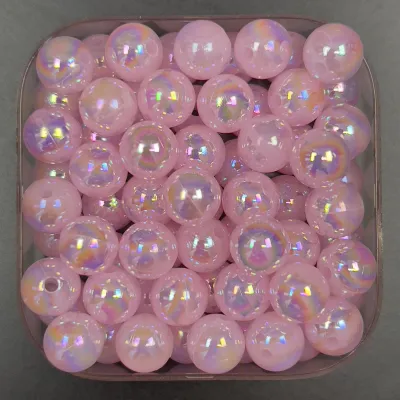 Veeds 30 Pcs Round Pink Bead 10mm Macaroon Rainbow DIY Beads Art and Craft