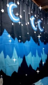 Moon Stars Curtain for Window Door Room Decoration 1Pcs 100*210cm Home Living Flower Curtain Kurtina Fashionable Durable Curtains New Designer Semi Cotton Plain Curtain