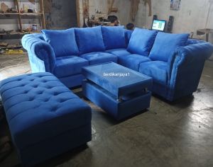 satu set sofa l kancing + stool + 5 bantal gratis ongkir bandung