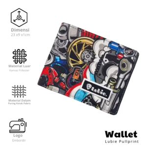 Lubie Dompet Lipat Pria Kanvas Poliester Grafitty