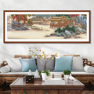 Handmade Cross Stitch Landscape Mountain Waterfront Hideout Picture High-End Feelings Living Room Chinese Painting Embroidery