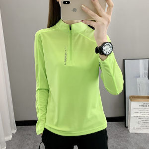 Outdoor Quick Dry Long Sleeve T-Shirt Women Lightweight Breathable Running Climbing Hiking Elastic Summer Street Style Pure Color