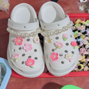 Crocs Jibbitz Charms Flower Shoe Buckle Colored Pearl Shoe Chain Detachable Bow Shoe Flower Decoration for Crocs