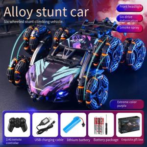 Hot Toys | Remote Control Car for Boys: 6-Wheel Transforming Dump Truck w/ Stunt Light Spray Off-Road - Perfect Birthday Gift Toy