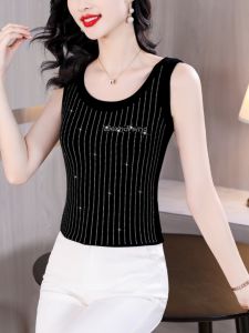 Ladies High Elastic Black Strap Vest Womens Inner Wear Summer New Suit Base Sleeveless Outerwear Top Summer