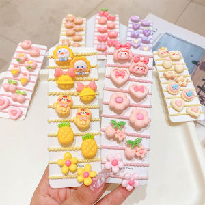 10PCS/Set Cartoon Baby Hair Ropes Cute Flower Bear Girl Princess Rubber Bands Kids Hair Accessory Headflower Headwear for Girl