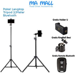 Tripod Hp Handphone 2 Meter B58 Potrait Foto Video Landscape 360 Derajat  Live Streaming Vlog Tongsis Tripod 21 meter P02 Paket Vlog Youtuber Streaming Live
