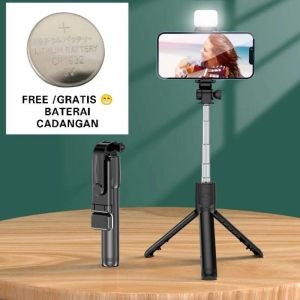 Tongsis Tripod Bluetooth Lampu Tongsis Flash Led Tripod Lampu Tongsis 4in1 LED Bluetooth Tongsis 4 in 1 LED Lampu