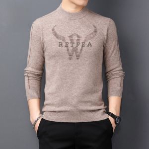 ROMON | Lormen Mens Knitted Sweater Winter Thickened Half High Collar Slim Fit Long Sleeve Woolen Base Shirt Fashionable City Style