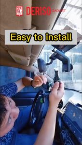 DERISO Universal Multifunction Rearview Mirror Phone Holder Stand Adjustable Phone Holder Suitable for All Smartphones