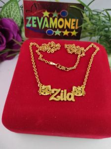 kalung liontin nama titanium  hello kitty lapis emas amti karat