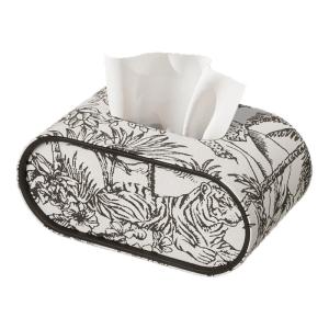 Luxury Home Living Room Tissue Box Creative Tabletop Design French Vintage Style round Leather Coaster Paper Towel Holder