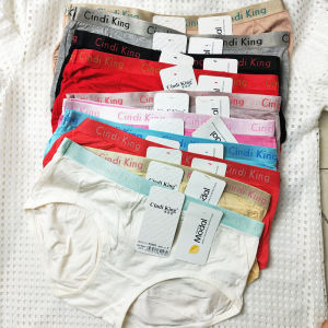 กางเกงชั้นในสตรีเอวกลางป้องกันแบคทีเรียระบายอากาศได้ดี ทรงสามเหลี่ยม ผ้าคอตตอนแท้ ลายสีพื้น ทรงหลวม สไตล์ลำลอง