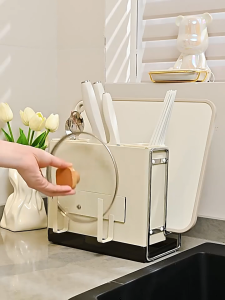 Rak Dapur Tempel Tanpa Bor Multifungsi Model Baru Bahan Stainless Steel Untuk Pisau dan Talenan