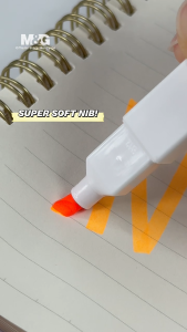 M&G Hi-Cube Soft Nib Highlighter – White Minimalist Design Flexible Soft Nib with Adjustable Line Width (1.0mm/4.0mm) 6 Vibrant Colors Comfortable Square Grip – AHMU1672