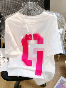 เสื้อยืดแขนสั้นผู้หญิงไซส์ใหญ่ ทรงหลวม คอตตอน ทรงหลวม แขนสั้น ลายตัวอักษร ทรงหลวม แขนสั้น ทรงหลวม แขนสั้น