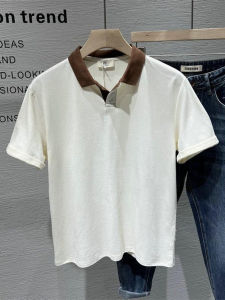 เสื้อโปโลคอปกแขนสั้นผ้าฝ้ายแท้สไตล์อเมริกันสำหรับผู้ชาย ทรงหลวม ทรงปกติ ฤดูร้อน 2024 แฟชั่นสีดำขาว ลำลอง คอปก