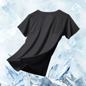 Womens Yoga Clothes Summer Quick Dry Short Sleeve Running Cycling Fitness Ice Silk Breathable Slimming Sport T-Shirt