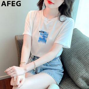 AFEG new Korean version of the round neck fashion casual loose assorted printed short-sleeved T-shirt