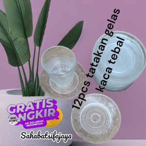 1losin tatakan gelas kaca tebal/12pcs tatakan gelas