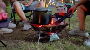 Campingmoon | CAMPINGMOON MT-3 Bếp Nướng BBQ Di Động Lớn Bằng Thép Không Gỉ Có Thể Gập Lại Giá Đỡ Lò Nướng Ngoài Trời Có Lưới - Dụng Cụ Nấu Ăn Cắm Trại