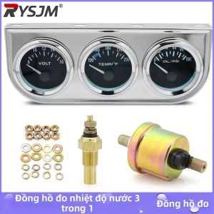 RYSJM | Bộ Đồng Hồ Đo Tự Động 3 Trong 1 52MM - Nhiệt Độ Nước Đồng Hồ Đo Điện Áp & Áp Suất Dầu Với Cảm Biến Nhiệt Độ Dầu/nước Cho Xe Cộ