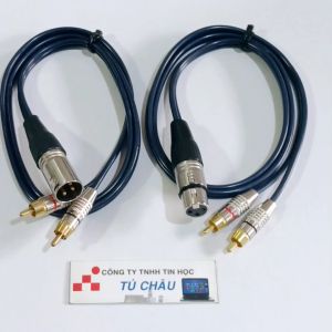 Cáp âm thanh Canon ra 2 AV: Chuẩn Canon Lổ Cái / Canon Kim đực dài 1m