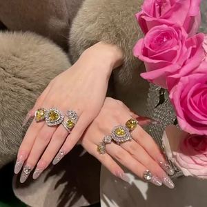 Vòng Lá Ngọc Hoàng Hôn  Vintage  Mạ 18K Vàng Kim   Nhẫn Zircon Chải Hình Vòng Cung