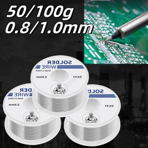 50/100g Solder Wire 1.0/0.8mm Flux Rosin Core Weldring Tin Lead Roll Soldering Wire Tin Melt Rosin Wire Roll No-clean FLUX 2.0%