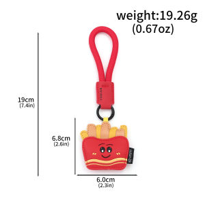 Cute Cartoon Leather Bag Charm Keychain for Bags Keys Car Accessories Funny Food Animal Key Rings Gift for Adults