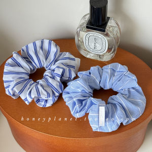 Minimalist Blue Stripe Hair Ties Versatile Simple Design Large Elastic Hair Bands for Girls Fashionable Hair Accessories