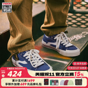 Classic Navy Blue VISION X ODD ASTLEY pro Low-Top Skate Shoes Vintage Faux Leather Canvas Sporty Casual Shoes for Men And Women