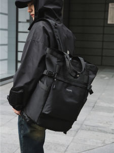Large Capacity Mens Backpack Nylon Cloth Japan and South Korea Style Casual College Schoolbag with Zipper Closure