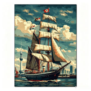 Paint By Numbers Kit for Adults children,Beginner To Advanced Number Oil Paintin Home Decor ,DIY Art Sailboat Oil Paintin