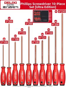 DELIXI Electric | Magnetic High-Hardness Cross Slotted Screwdriver Set S2