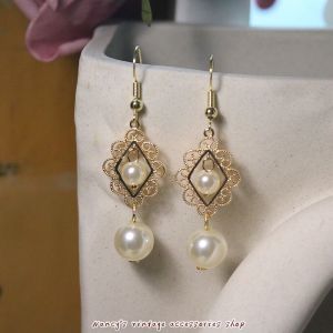 Original Handmade Long Pearl Earrings Gold Plated Baroque Court Style French Elegant Fashion Jewelry for Women by Nanshi Miss