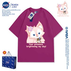 NASA Pure Cotton Oversize Short Sleeve T-Shirt Womens Korean Style Chic Top Summer New Arrival Casual Comfortable round Neck