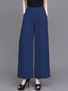 High Waist Wide Leg Cotton Linen Pants Women Summer New Loose Drapey Thin Straight Casual Long Trousers Children