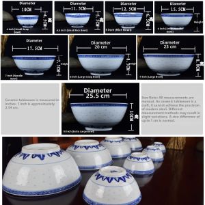 Large Size Chinese Style Jingdezhen Blue And White Porcelain Soup Bowl Dish Retro Underglaze Smooth Surface Home Use