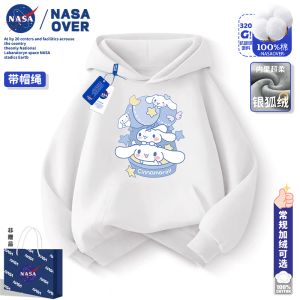 Cute NASA Plush Hoodie Girls Sweatshirt Cartoon Dog Design Fall Winter Collection Fleece Lined Medium to Large Children Clothes