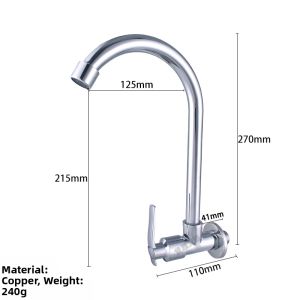 Brass Single Cold Kitchen Basin Faucet Rotatable
