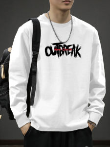 Mens Long Sleeve Cotton Sweatshirt Thickened Loose Fit Base Shirt Urban Fashion Casual Tee Breathable Comfortable Spring Autumn