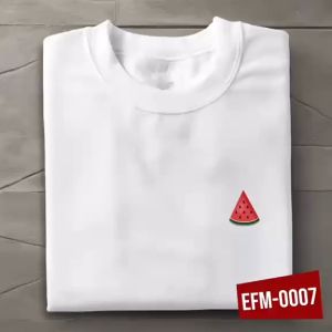 Minimalist Embroidery Fruits Mango Avocado Watermelon Banana Strawberry Design T-shirt